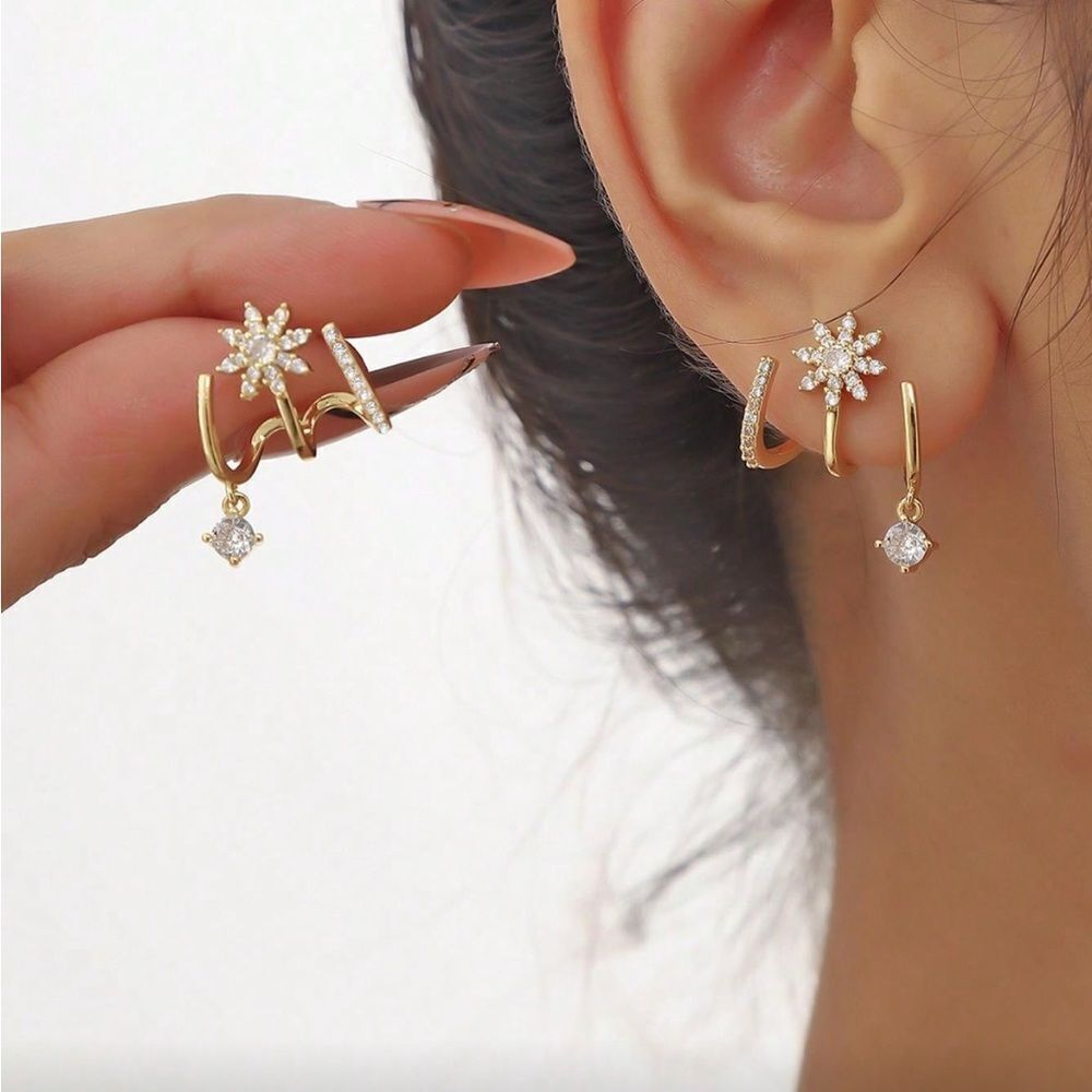 Diamond Star Earrings Q362